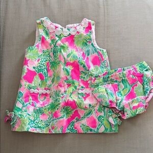 Lilly Pulitzer Pink Green Floral Two-Piece Set 18-24Months